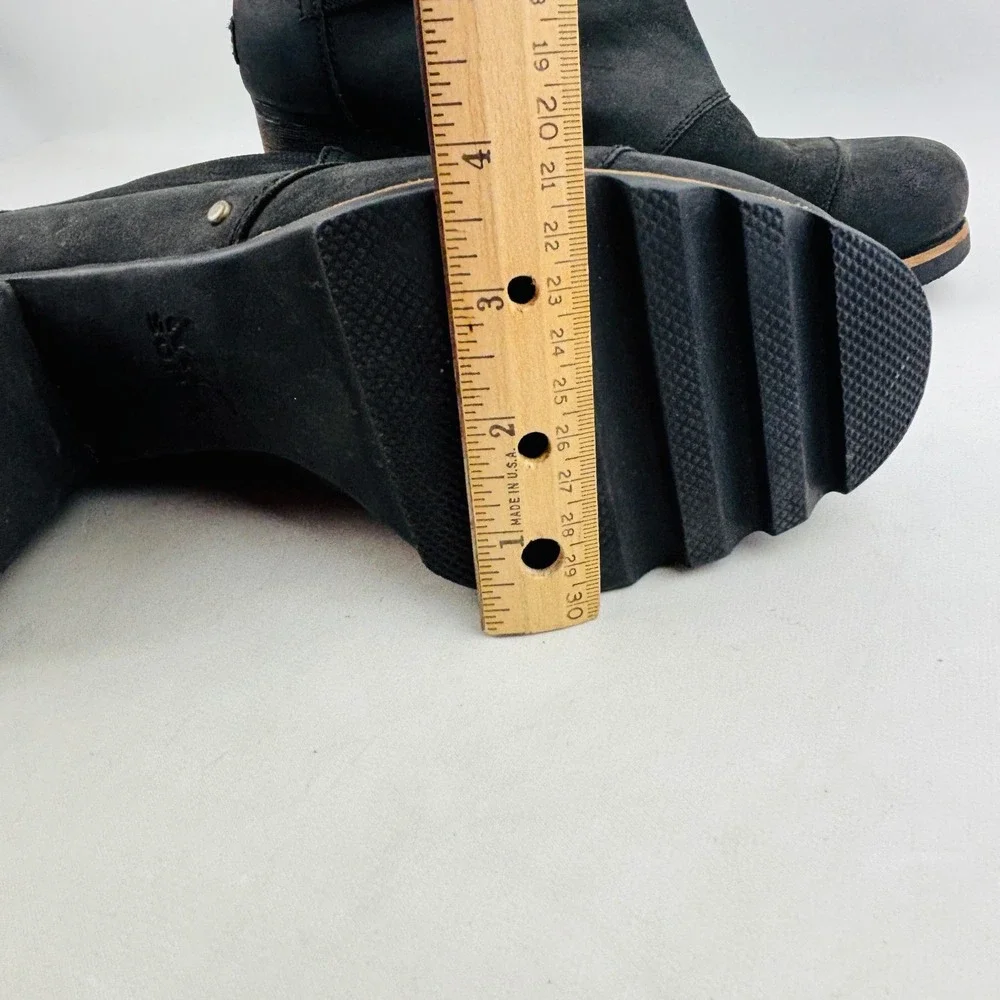 Sorel Addington Chelsea Boot Womens 11 Black Leather Chunky Heel Lug Sole Studs‎
